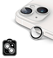 IPG ProLENS iPhone 15 / 15 Plus Kamera Lens Koruyucu Alüminyum CD Çerçeveli Kırılmaz Cam Gümüş