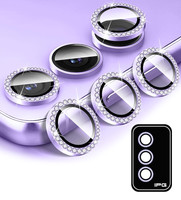 IPG Samsung Galaxy S25/S24 Plus Kamera Lens Koruyucu Alüminyum Taşlı Çerçeveli Kırılmaz Cam Mor