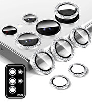 IPG ProLENS Samsung Galaxy S25 Ultra için Kamera Lens Koruyucu Alüminyum Taşlı Çerçeveli Kırılmaz Cam Gümüş