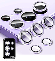 IPG ProLENS Samsung Galaxy S25 Ultra için Kamera Lens Koruyucu Alüminyum Taşlı Çerçeveli Kırılmaz Cam Mor
