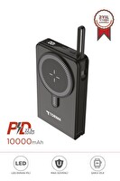 Torima TRM-1019 Siyah 10000 mAh MagSafe Kablosuz Type-C 22.5W Hızlı Şarj Powerbank