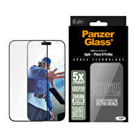 Panzerglass iPhone 16 Pro Max Ultra-Wide Fit Tam Koruma Seramik Çerçeve Aparatlı Ekran Koruyucu
