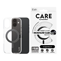 Panzerglass Care by Panzerglass Feature iPhone 16 MagSafe Uyumlu Şeffaf Siyah Ayaklı Telefon Kılıfı