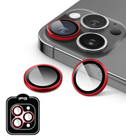 IPG iPhone 14 Pro / Pro Max için IPG ProLENS Kamera Lens Koruyucu Alüminyum CD Çerçeveli Kırılmaz Cam Kırmızı