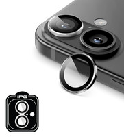 IPG iPhone 16 / 16 Plus için IPG ProLENS Kamera Lens Koruyucu Alüminyum CD Çerçeveli Kırılmaz Cam Gümüş