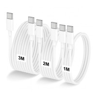 ScHitec SX102030  3 Paket 6A 100W Type-C to Type-C Hızlı Data ve Süper Şarj Kablosu 1 M - 2 M - 3 M Beyaz