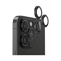 Bix iPhone 16 Pro - 16 Pro Max Uyumlu Safir 3D Kamera Camı 9H Lens Kapağı Koruyucu - Siyah Titanyum