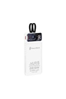 Auris DX159 - 10000 mAh 22.5W Type-C Ve Lightning Kablolu Hızlı Şarj Özellikli Taşınabilir Şarj Aleti-Beyaz