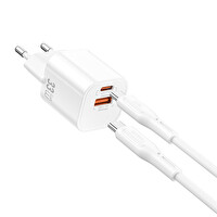 Wiwu Wİ-G018 Cube Series 33W Type-C to Type-C GaN Tech PD Hızlı Şarj Kablolu Şarj Aleti Seti