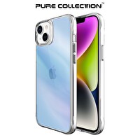 Bix iPhone 13 - 14 Pure Rainbow Renk Geçişli Şeffaf Kılıf Çizilmeye Dayanıklı Darbe Emici Parmak İzi Önleyici Mavi