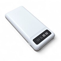 Upway 10000 mAh Powerbank - Kendinden Kablolu Fenerli Hızlı Şarj Özellikli Beyaz