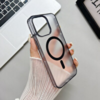 SyncCase Şeffaf iPhone 16 Pro MagSafe Mat Siyah Güçlü Manyetik Darbe Önleyici Kamera Korumalı PC+TPU