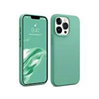 Bix iPhone 13 Pro Max Uyumlu MagSafe Özellikli Darbe Emici Silikon Telefon Kılıfı - Nane Yeşili