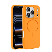 iPhone 17 Pro Max Kılıf Meta Lansman M-Safe Kamera Korumalı içi Kadife Yumuşak Renkli Süet Silikon