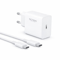 ScHitec 45W Type-C Çıkışlı Hızlı Şarj Aleti Type-C to Type-C Kablolu Set Beyaz SC007