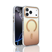 iPhone 17 Pro Max Kılıf Kablosuz Şarj Özellikli Şeffaf Transparan Renk Geçişli Toros Kapak