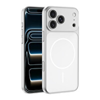 Başkenttekno iPhone 17 Pro Max Kılıf Kablosuz Şarj Özellikli Kamera Korumalı Spark Kapak Gümüş