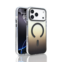 iPhone 17 Pro Max Kılıf Kablosuz Şarj Özellikli Şeffaf Transparan Renk Geçişli Toros Kapak