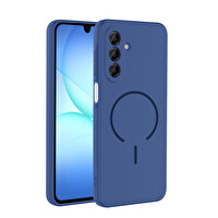 Başkenttekno Samsung Galaxy A16 Kılıf Meta Lansman M-Safe Kamera Korumalı içi Kadife Yumuşak Renkli Süet Silikon Lacivert 
