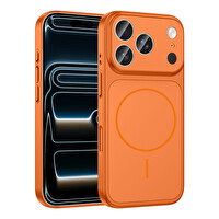 Başkenttekno iPhone 17 Pro Max Kılıf Kablosuz Şarj Özellikli Kamera Korumalı Formen Kapak Turuncu
