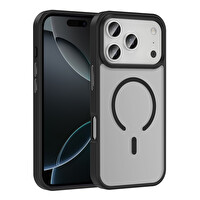Başkenttekno iPhone 17 Pro Max Kılıf Kablosuz Şarj Özellikli Mat Arka Yüzey Sio Kapak Siyah 