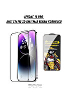 Uniqanatolia iPhone 14 Pro Kırılmaz Antı-Statıc 3D Toz Tutmayan Ekran Koruyucu