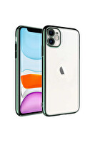 Coverzone iPhone 11 ile Uyumlu Kılıf Şeffaf Arka yüzey Sert PC Renkli Çerçeveli Z-Riksos Kapak