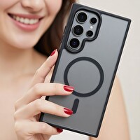 Lopard Samsung Galaxy S26 Ultra Kılıf Kablosuz Şarj Uyumlu Mat Arka Yüzey Sio Kapak Telefon Kılıfı Siyah 