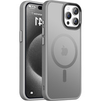 Bix iPhone 13 Pro Max MagSafe Uyumlu Kılıf Tam Koruma Manyetik Darbe Emici Gri