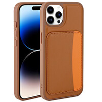 Başkenttekno iPhone 15 Pro Max Uyumlu Kartlıklı Süni Deri X-Kart Cüzdan Silikon Kapak