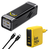 Aohi Black Warrior 25.200 mAh 170W Powerbank Youth 3 Portlu 140W Şarj Adaptörü Seti