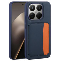 Başkenttekno Xiaomi 15T Uyumlu Kartlıklı Süni Deri X-Kart Cüzdan Silikon Kapak Lacivert 