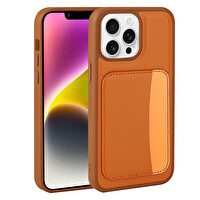 Başkenttekno iPhone 16 Pro Uyumlu Kartlıklı Süni Deri X-Kart Cüzdan Silikon Kapak