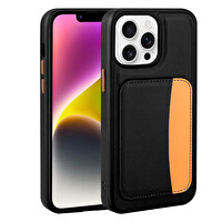 Başkenttekno iPhone 16 Pro Uyumlu Kartlıklı Süni Deri X-Kart Cüzdan Silikon Kapak