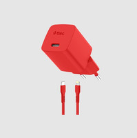 Ttec Smartcharger Gan 20W Pd Seyahat Hızlı Şarj Aleti - USB-C Lightning 120 CM Kablo Neon Kırmızı