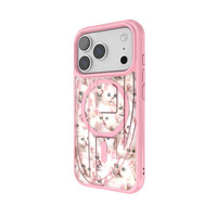 Diesel iPhone 17 Pro Uyumlu Magsafe Destekli Oval D Kedi Desenli Kılıf - Pembe