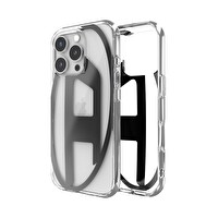 Diesel iPhone 16 Pro Uyumlu Oval D Mirror Şeffaf Kılıf - Şeffaf/Siyah