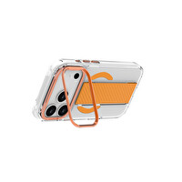 Piili iPhone 17 Pro Metal Stand Grip MagSafe Kılıf Turuncu