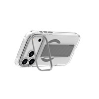 Piili iPhone 17 Pro Max Metal Stand Grip MagSafe Kılıf Gri
