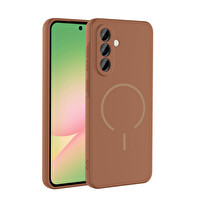 Başkenttekno Samsung Galaxy A26 Meta Lansman M-Safe Kamera Korumalı içi Kadife Silikon Kılıf Kahverengi