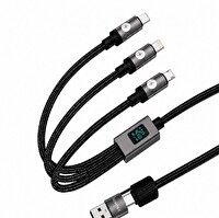 ScHitec 5in1 100W Dijital Göstergeli Type-C ve UsbA Girişli Micro Type-C Lightning Çıkışlı 1.2M HG/C-26 Şarj ve Data Kablosu