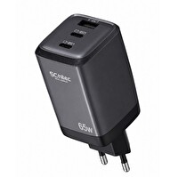 ScHitec HG/TA-56EU 65W GaN 3 Çıkışlı 2xType-C -USB-A QC 3.0 Şarj Adaptörü Başlığı