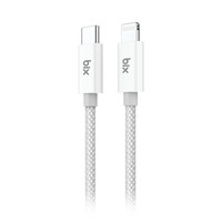Bix T3CL Type-C to Lightning iPhone 27W Örgülü Hızlı Şarj ve Data Kablosu 1 M Gri