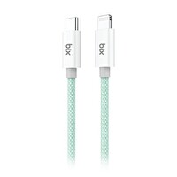 Bix T3CL Type-C to Lightning iPhone 27W Örgülü Hızlı Şarj ve Data Kablosu 1 M Yeşil