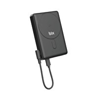 Bix PB117 10000mAh PD20W Şarj Type-C Çıkışlı Kablosuz MagSafe Telefon Standlı Mini Powerbank Siyah