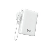 Bix PB116 10000mAh PD20W Hızlı Şarj Dahili Type-C LED Ekranlı Type-C ve USB-A Beyaz Kablolu Mini Powerbank