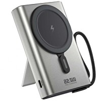 Shaza 10.000 Mah 22.5W Magsafe Taşınabilir Standlı Şarj Cihazı Beyaz