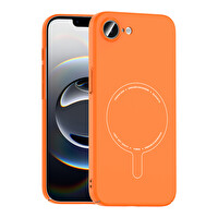 Başkenttekno iPhone 17e Kılıf M-Safe Şarj Özellikli Kamera Korumalı Premium Elio Sert PC Kapak Turuncu