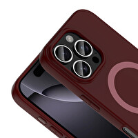 Başkenttekno iPhone 16 Pro Max Kılıf M-Safe Şarj Özellikli Kamera Korumali Premium Soft Aris Silikon Kapak Mürdüm 