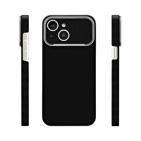 Başkenttekno iPhone 14 Uyumlu İphone 17 Görünümlü MagSafe Şarj Özellikli Kılıf Premium Paris Zerre Sert PC Kapak Siyah 